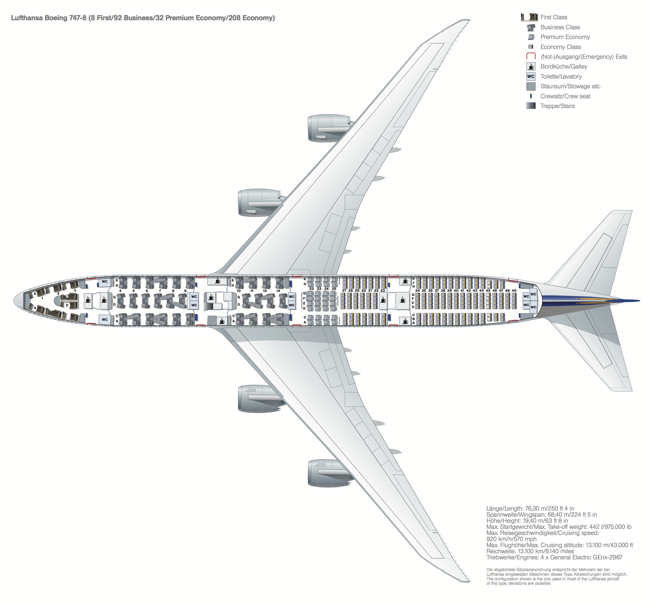 Lufthansa 747 8i Premium Economy Seat Map