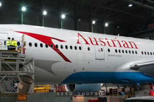 a large airplane in a hangar