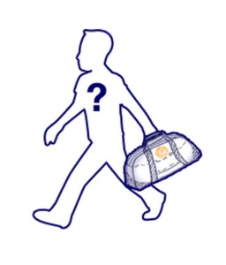 a man walking with a bag