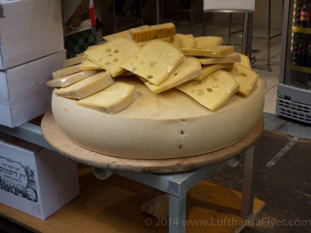 a large round wheel of cheese
