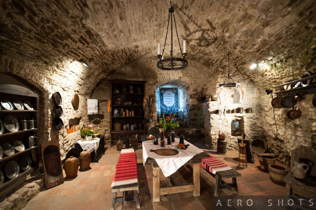 Inside the Castle, several displays recreate what life was like within Castle walls.  This shows a typical  kitchen / eating area.