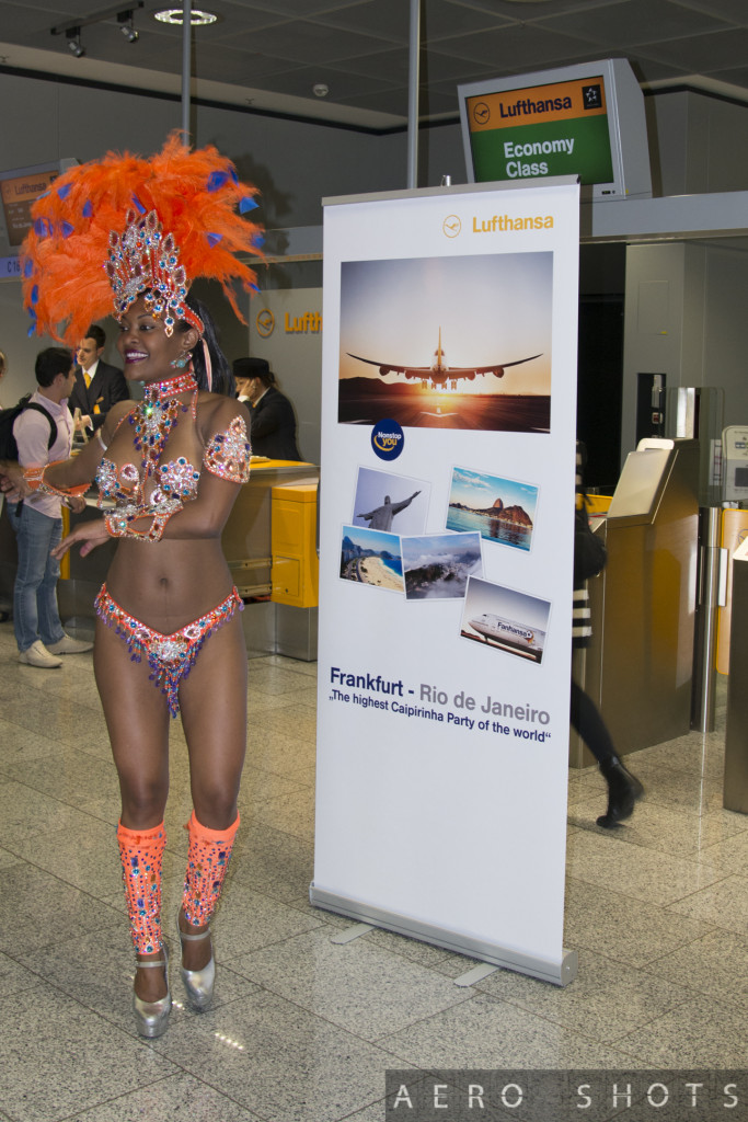 Not everyday that you are greeted by a Samba dancer when you arrive for your flight.....