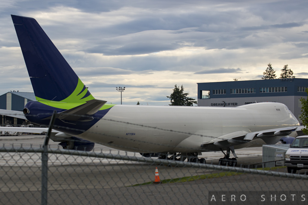 This 747-8F was previously decorated in a special Seattle Seahawks livery.