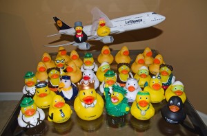a group of yellow rubber ducks