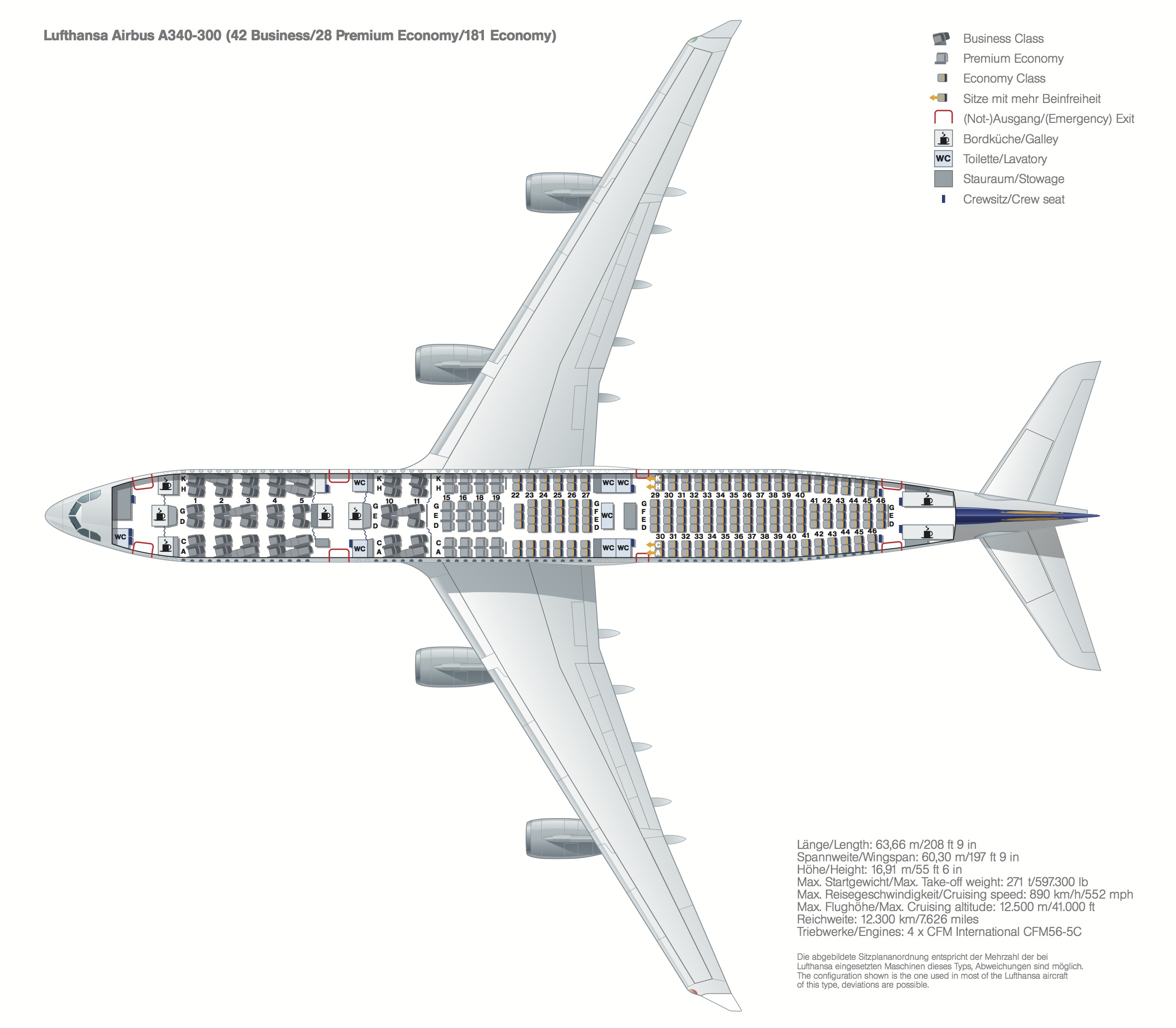 Lufthansa Premium Economy Seat Map