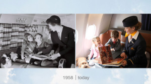 a collage of children on an airplane