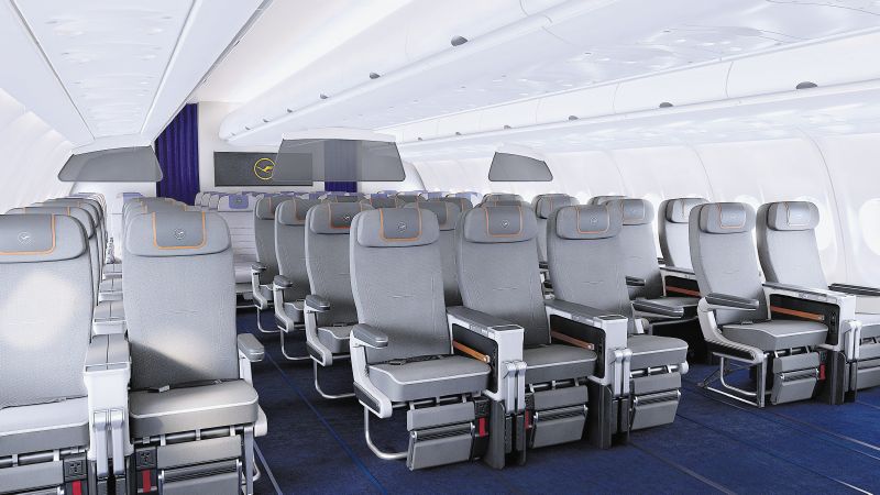 Completed installation - you'll note that the seats in the first row of Premium Economy will have built in foot rests.
