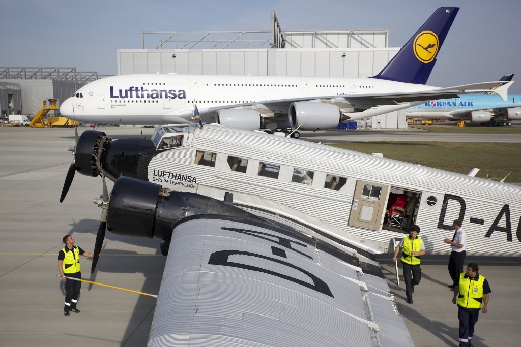 Old meets new when this A380 and Ju52 met up in Hamburg - photo courtesy of Lufthansa