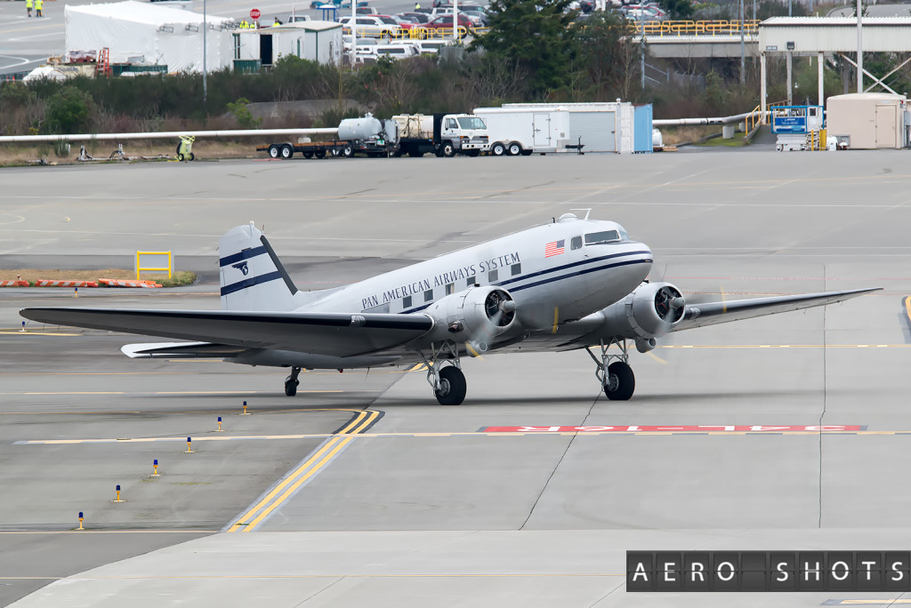 Its not all about modern AIrliners at Paine Field.....This DC3 prepares for takeoff.