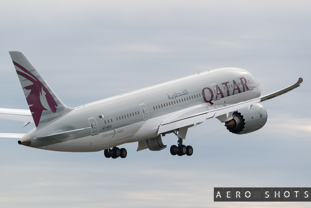 Qatar's 787 A7-BCS departs for a final test flight