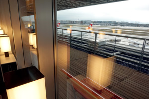 a view of an airport from a window