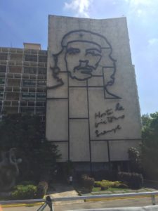 a building with a drawing of a man on it