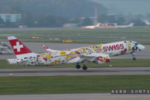 a plane with stickers on it